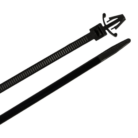 Forney Cable Tie, 6 in L, 1-1/2 in Max Bundle Dia., Black, Nylon 6/6, 40 lb Strength, 100 PK 62115